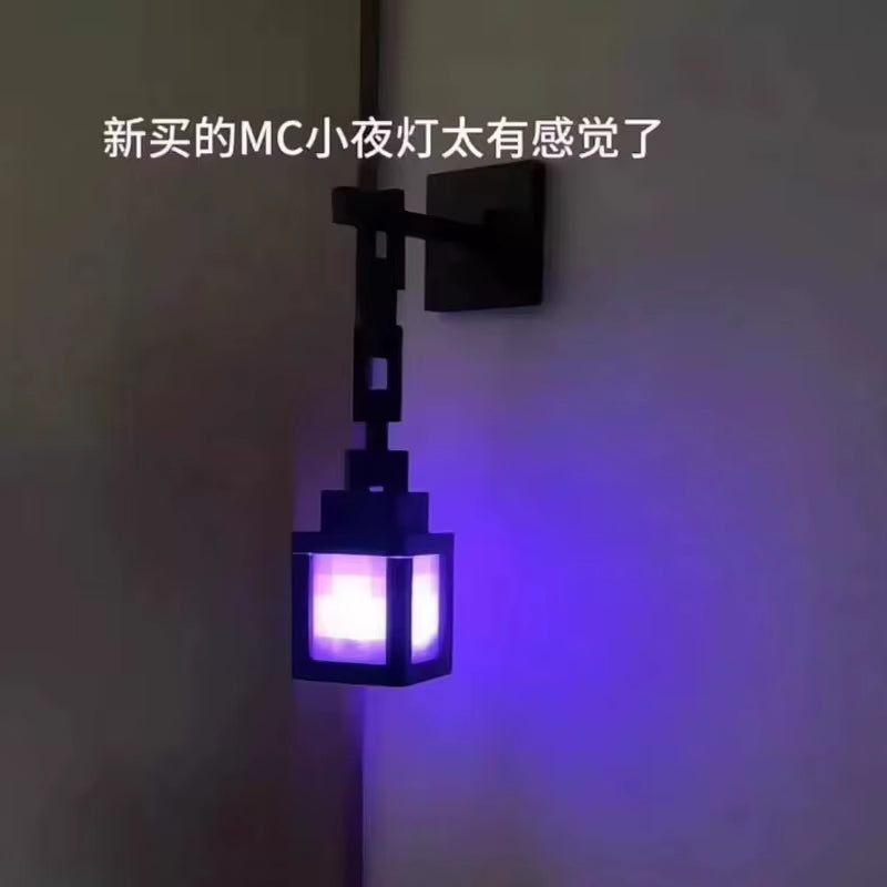 MC 3D Printed Pixel Torch Lamp Night Light Game Peripheral Ambient Lamp Creative Toy Mini Handheld Lantern Gamer Room Decor Gift