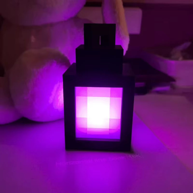 MC 3D Printed Pixel Torch Lamp Night Light Game Peripheral Ambient Lamp Creative Toy Mini Handheld Lantern Gamer Room Decor Gift
